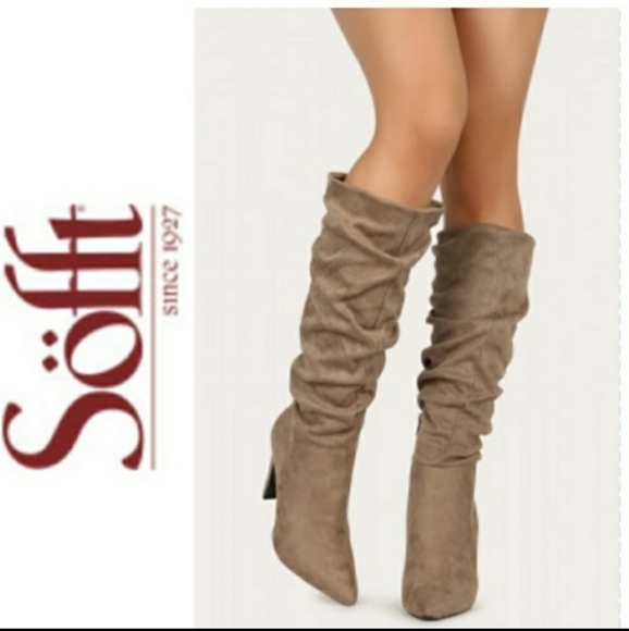 Shoes - Suede heeled slouch boots size 8.5